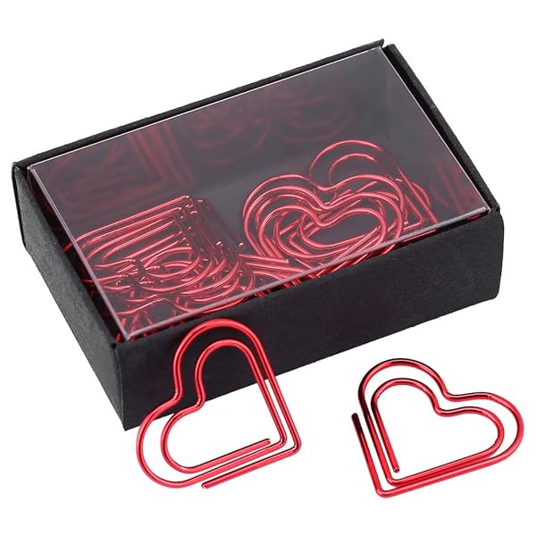Hztyyier 12 Pcs Heart Shape Paper Clips - Metal Document Clips for School & Office Organization (Red) - View 8 of 9