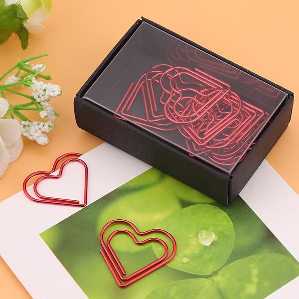 Hztyyier 12 Pcs Heart Shape Paper Clips - Metal Document Clips for School & Office Organization (Red) - View 9 of 9
