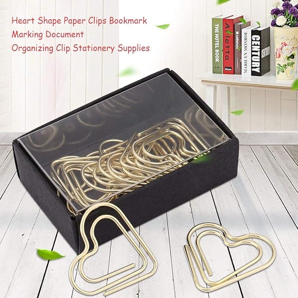 Hztyyier 12Pcs Heart Shape Paper Clips - Golden Metal Document Clips for School & Office Organization - View 5 of 7