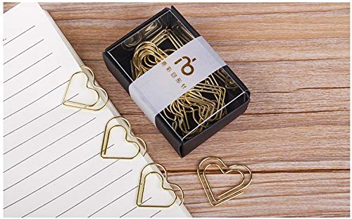 Hztyyier 12Pcs Heart Shape Paper Clips - Golden Metal Document Clips for School & Office Organization - View 6 of 7