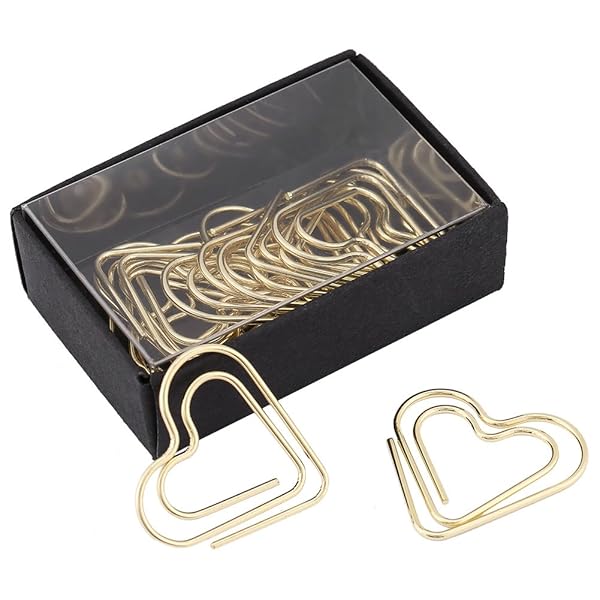 Hztyyier 12Pcs Heart Shape Paper Clips - Golden Metal Document Clips for School & Office Organization - View 7 of 7