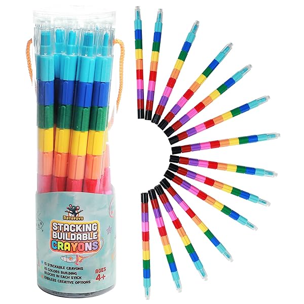 Ratatoys Ratatoys Stacking Crayons 15 pc Set Buildable and Stackable for Drawing Coloring Arts and Crafts Preschool Friendly Party Favor Classroom Fun - View 5 of 8