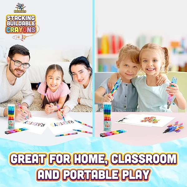 Ratatoys Ratatoys Stacking Crayons 15 pc Set Buildable and Stackable for Drawing Coloring Arts and Crafts Preschool Friendly Party Favor Classroom Fun - View 6 of 8