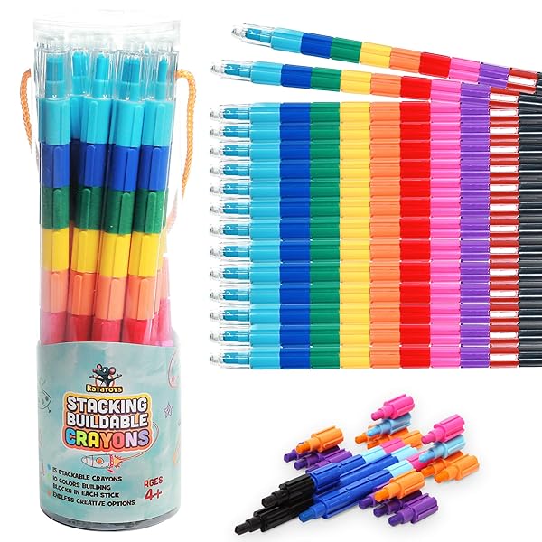 Ratatoys Ratatoys Stacking Crayons 15 pc Set Buildable and Stackable for Drawing Coloring Arts and Crafts Preschool Friendly Party Favor Classroom Fun