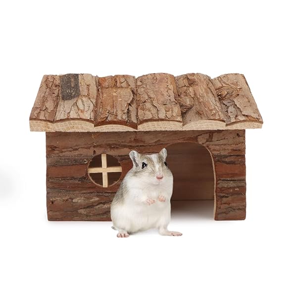 Wontee Wontee Hamster Wood House Hideout Hut for Dwarf Hamsters Mice and Small Gerbils Medium Size - View 2 of 7