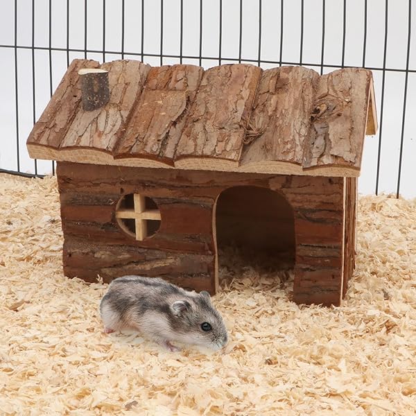 Wontee Wontee Hamster Wood House Hideout Hut for Dwarf Hamsters Mice and Small Gerbils Medium Size - View 3 of 7