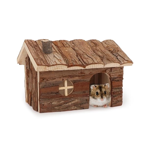 Wontee Wontee Hamster Wood House Hideout Hut for Dwarf Hamsters Mice and Small Gerbils Medium Size