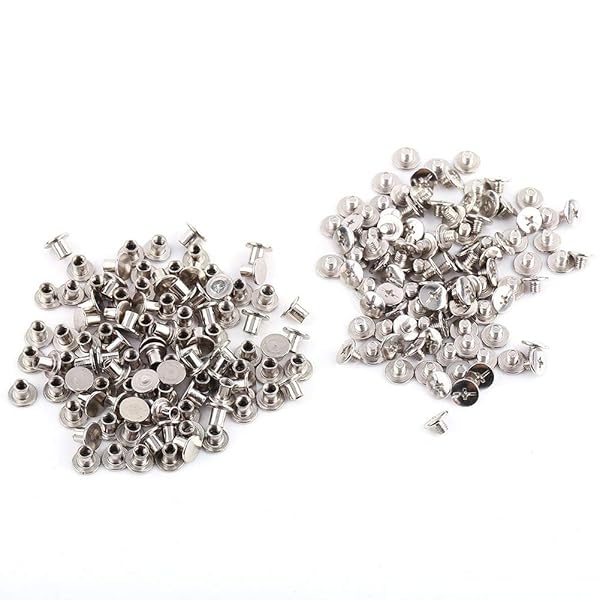 Hztyyier 100Pcs Silver Leather Rivets Kit - M5x6mm Chicago Binding Screws for Scrapbooking & Leather Repair