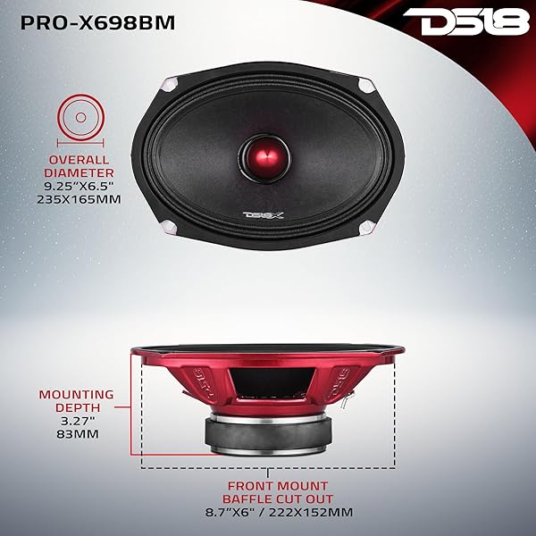 DS18 DS18 PRO-X698 BM Loudspeaker: 6x9 Midrange, 400W Max, Premium Car Audio Speaker for Trucks & Motorcycles - View 4 of 9