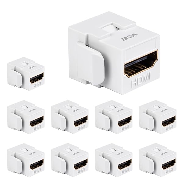 VCE 4K HDMI Keystone Jack 6-Pack HDMI Female to Female Adapter Coupler for Wall Plate White