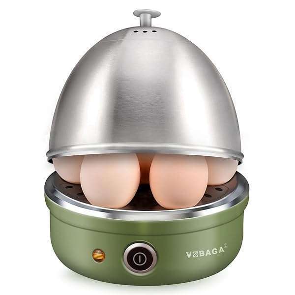 VOBAGA VOBAGA Electric Egg Cooker: 7-Egg Rapid Boiler for Perfect Soft, Medium, Hard & Poached Eggs - Auto Shut Off & Stainless Steel