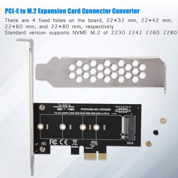 Tangxi M.2 PCIe PCI E Adapter, M.2 to PCI E3.0 X1 Expansion Card,M2 SSD NGFF NVME (m Key) to PCIe 3.0 x 1 Adapter with Low Bracket for Desktop PCI Express Slot - View 3 of 7