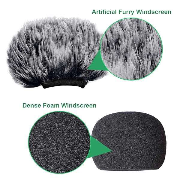 ChromLives ChromLives Microphone Windscreen 2-Pack: Furry & Foam Covers for Zoom H1, H1n, Apogee Mic & More - View 5 of 8