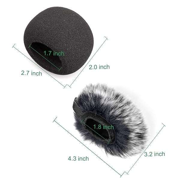ChromLives ChromLives Microphone Windscreen 2-Pack: Furry & Foam Covers for Zoom H1, H1n, Apogee Mic & More - View 6 of 8