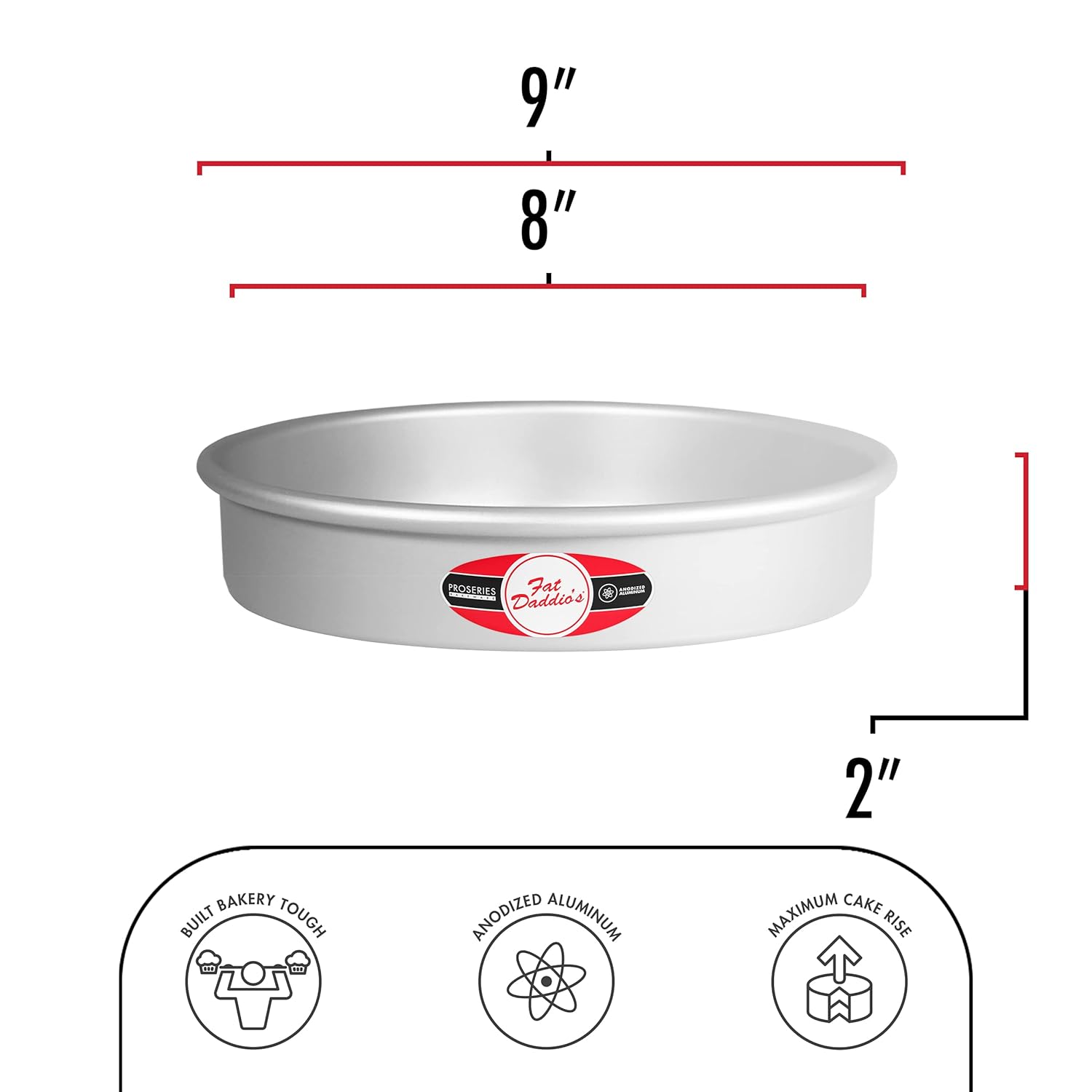 Fat Daddio's Fat Daddio's Anodized Aluminum Round Cake Pans 2 Piece Set 8 Inch x 2 Inch for Perfect Baking - View 2 of 7