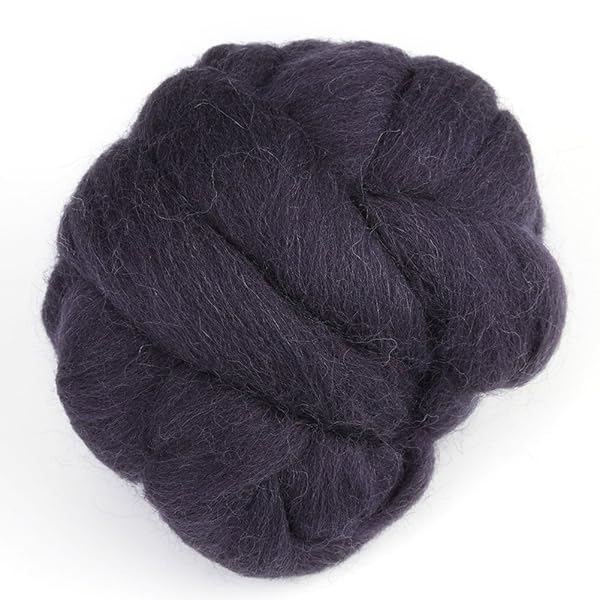 Hztyyier Soft Black Wool Roving Yarn for DIY Crafts - 55g Felting Wool Fiber for Handcraft Projects