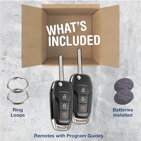 KeylessOption KeylessOption Keyless Entry Car Remote Uncut Ignition Flip Key Fob for Ford F150 F250 Pack of 2 - View 4 of 9