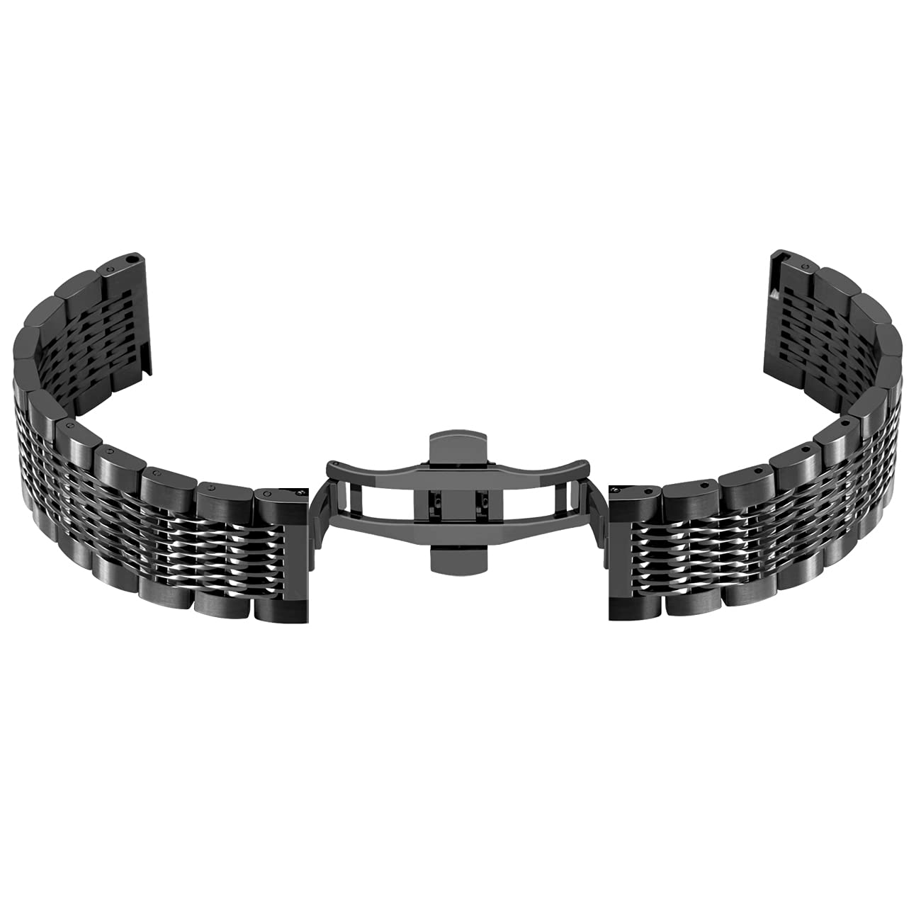 Kai Tian Black Mesh Watch Band 20mm Quick Release Stainless Steel Replacement Strap with Metal Buckle for Men and Women - View 3 of 7