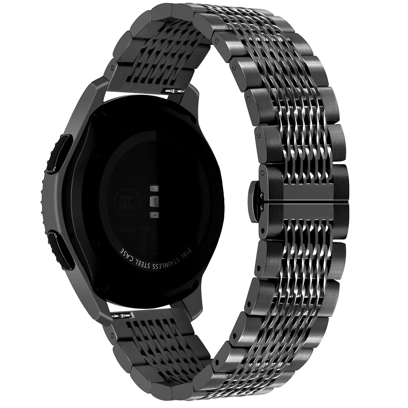 Kai Tian Black Mesh Watch Band 20mm Quick Release Stainless Steel Replacement Strap with Metal Buckle for Men and Women - View 7 of 7