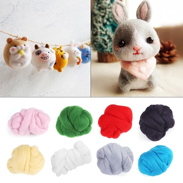 Hztyyier Soft Green Wool Roving Yarn for DIY Crafts - 55g Felting Wool Fiber for Handcraft Projects - View 3 of 8