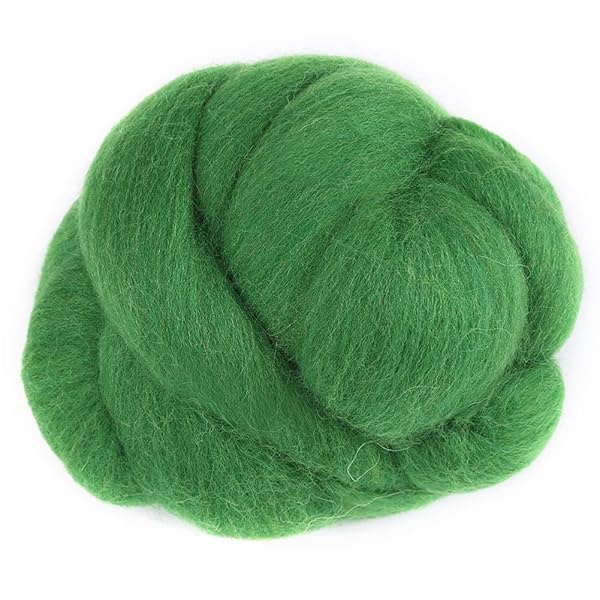 Hztyyier Soft Green Wool Roving Yarn for DIY Crafts - 55g Felting Wool Fiber for Handcraft Projects - View 5 of 8
