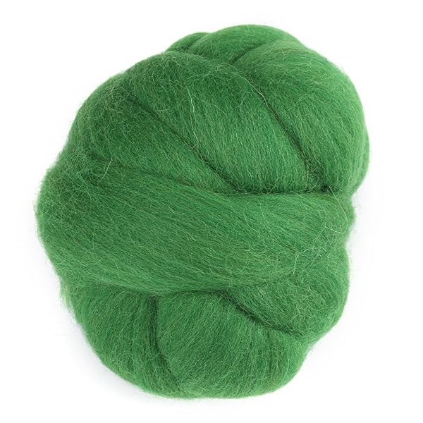 Hztyyier Soft Green Wool Roving Yarn for DIY Crafts - 55g Felting Wool Fiber for Handcraft Projects