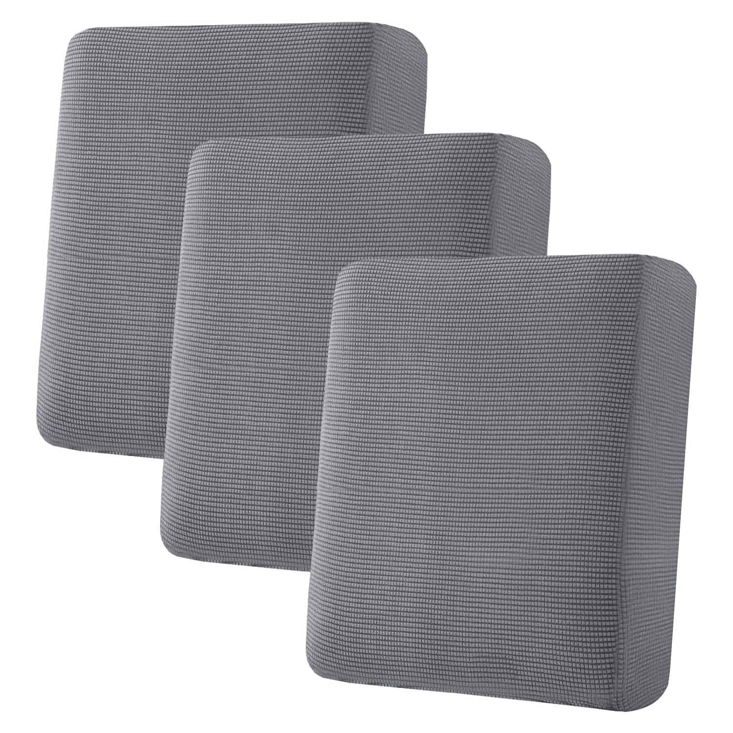 H.VERSAILTEX H.VERSAILTEX Super Stretch Couch Cushion Covers 3 Piece Set Thick Jacquard Fabric Grey Individual Seat Slipcovers