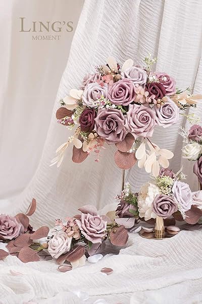 Ling's moment Ling's Moment Elegant Dusty Rose Artificial Flowers for Wedding Bouquets Centerpieces Party Baby Shower Home Decor - View 3 of 6