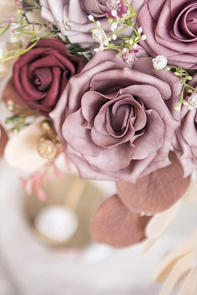 Ling's moment Ling's Moment Elegant Dusty Rose Artificial Flowers for Wedding Bouquets Centerpieces Party Baby Shower Home Decor - View 5 of 6