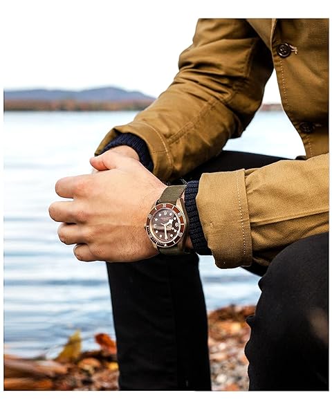 BINLUN BINLUN Thick Nylon Watch Strap Premium Multicolor Bands for Men Women 18mm to 24mm with Heavy Duty Stainless Steel Buckle Khaki Black 20mm - View 3 of 7