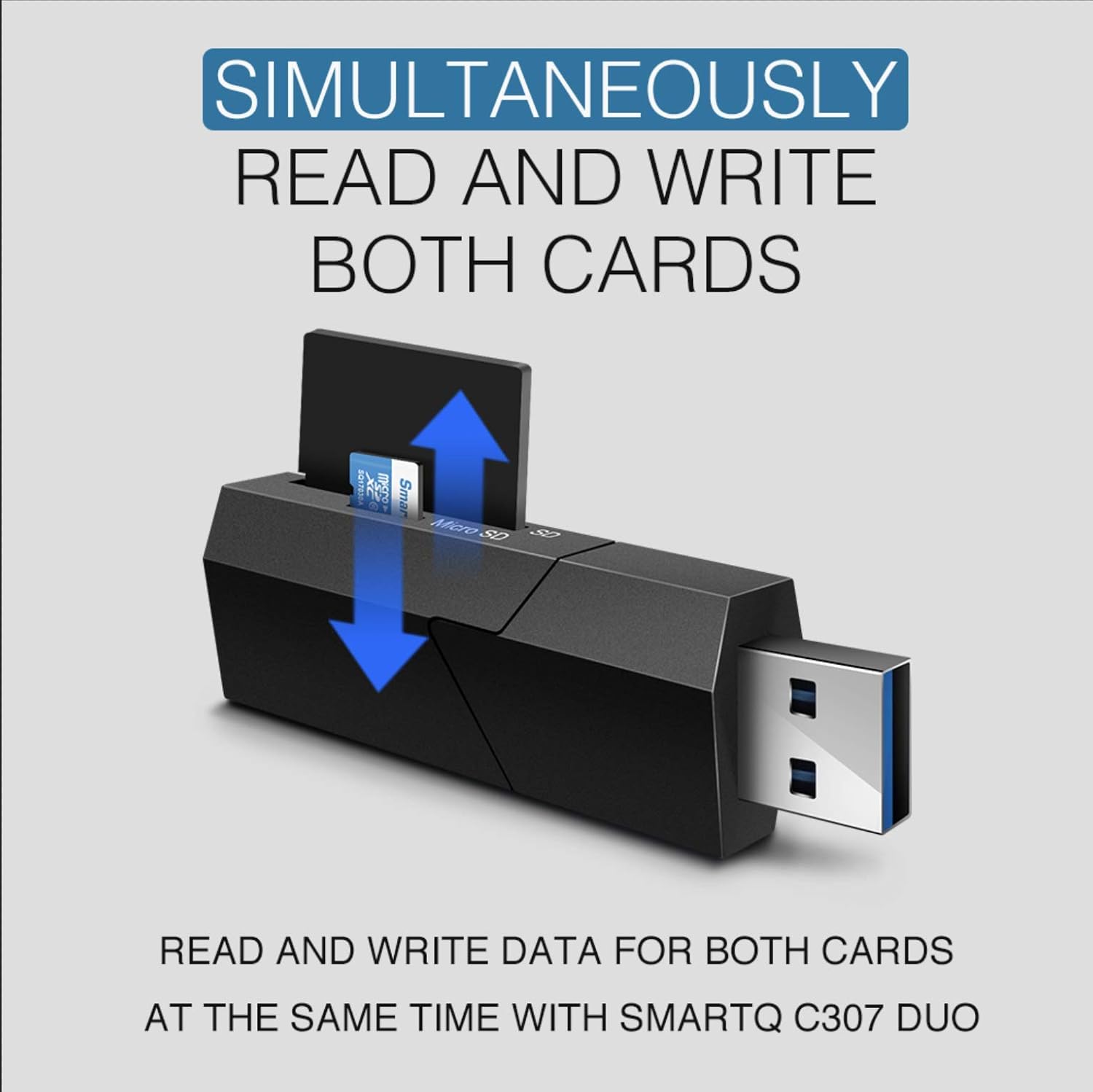 SmartQ SmartQ C307 DUO USB 3.0 SD Card Reader Portable Adapter for SD Micro SD SDXC SDHC for Mac Windows Linux PC Laptop Switch - View 4 of 7