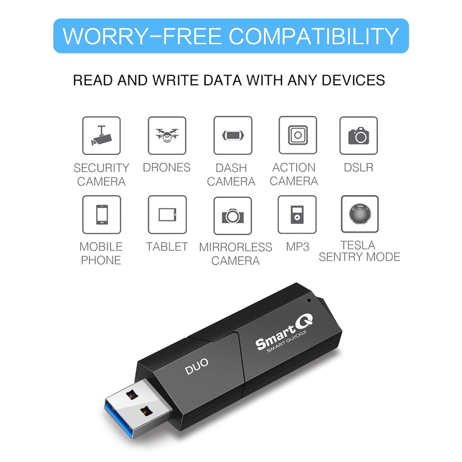 SmartQ SmartQ C307 DUO USB 3.0 SD Card Reader Portable Adapter for SD Micro SD SDXC SDHC for Mac Windows Linux PC Laptop Switch - View 5 of 7