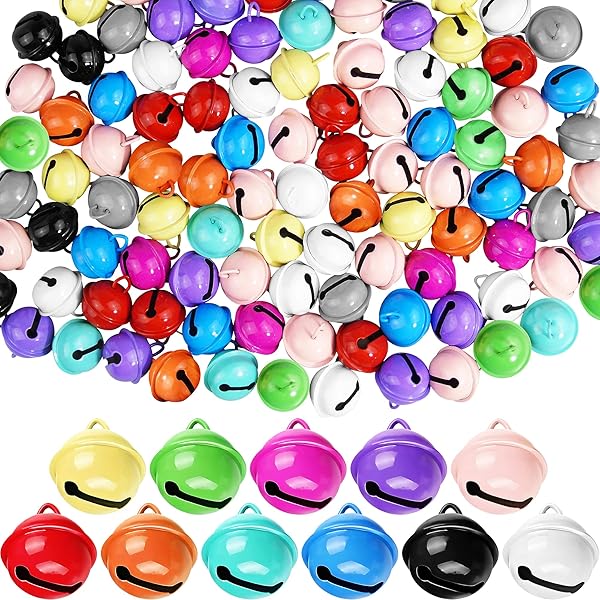 PETDCHEB 50 Assorted Color Jingle Bells - Perfect for Christmas Crafts, Ornaments & Holiday Decorations