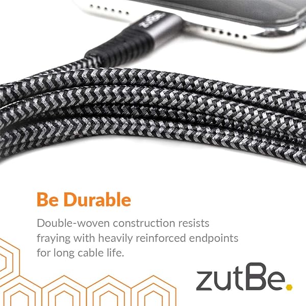 zutBe zutBe Shield MFi Certified Lightning Cable 3ft Braided Nylon Durable Reinforced Connection for Fast Charging and Data Transfer - View 3 of 6