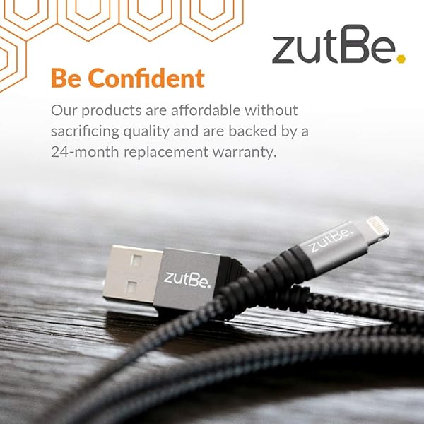 zutBe zutBe Shield MFi Certified Lightning Cable 3ft Braided Nylon Durable Reinforced Connection for Fast Charging and Data Transfer - View 5 of 6