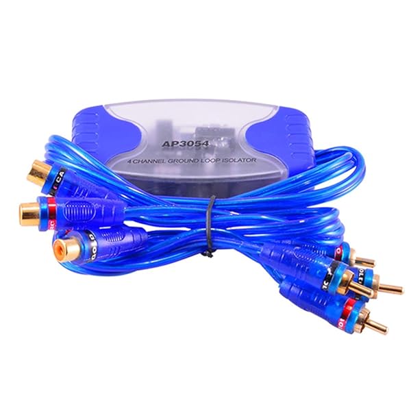 VOSAREA Vosarea 4-Channel RCA Ground Loop Isolator - Car Amplifier Noise Filter Eliminator (50W, Blue)
