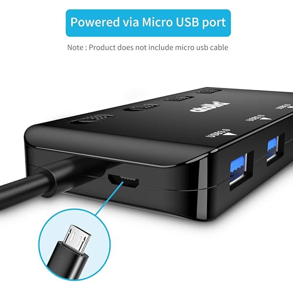 atolla atolla USB 3.0 Hub with SD Micro SD Card Reader 3 USB Ports 2 Card Slots and Individual LED Power Switches - View 6 of 7