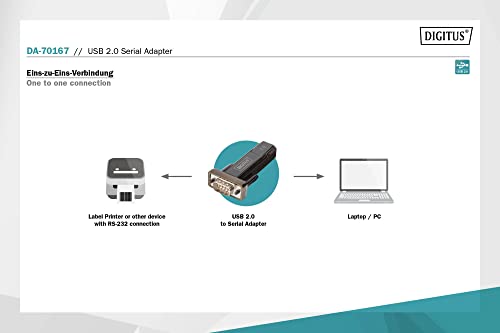 Digitus Digitus USB to Serial Adapter - RS232 Converter with 80cm Cable & PL2303GT Chipset - USB 2.0 Type A to DSUB 9M - View 4 of 10