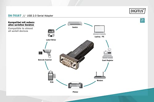 Digitus Digitus USB to Serial Adapter - RS232 Converter with 80cm Cable & PL2303GT Chipset - USB 2.0 Type A to DSUB 9M - View 5 of 10