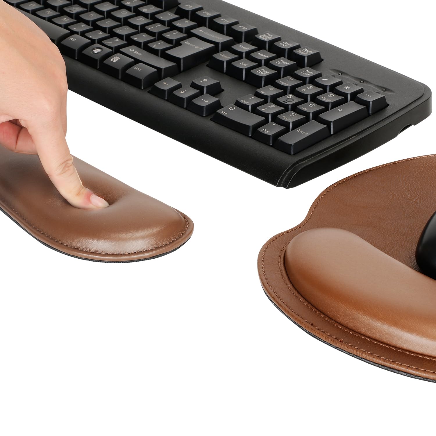RICHEN Ergonomic PU Leather Keyboard Wrist Rest and Mouse Pad Set for Comfortable Typing and Pain Relief at Home or Office - View 4 of 6