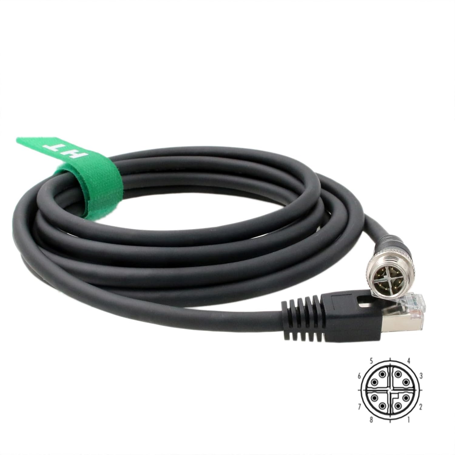 HangTon Connect HangTon M12 8 Pin X Coded RJ45 Cat 6A Ethernet Cable for Datalogic Cognex Basler Microscan Camera Sensor High Flex Shielded 1M - View 2 of 6