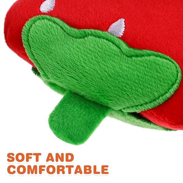 POPETPOP POPETPOP Squeaky Strawberry Dog Toy 2Pcs Interactive Plush Chew Toys for Small Medium Dogs Perfect for Teething and Playtime - View 2 of 6