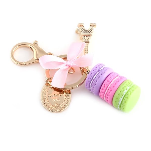 Hztyyier Colorful Alloy Macaroon Eiffel Tower Keychain - Adorable Bag Pendant & Car Charm Decoration
