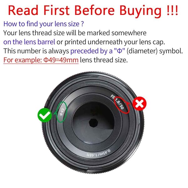 ULBTER ULBTER 49mm Lens Cap Cover for Sony E-Mount Lenses - Compatible with Alpha a6600, a6500, a6400 & More - View 2 of 7