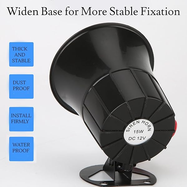 Dioche Wired Electric Siren Horn 110dB for Indoor Outdoor Security Protection System with Bracket DC 12V Loud Alarm - View 3 of 10