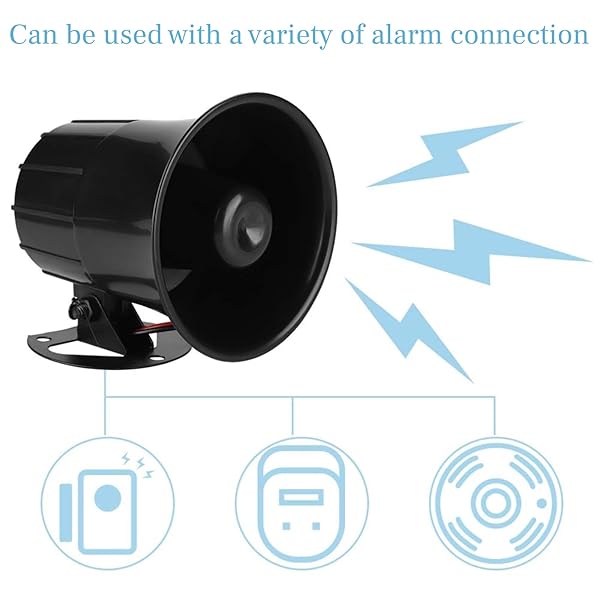 Dioche Wired Electric Siren Horn 110dB for Indoor Outdoor Security Protection System with Bracket DC 12V Loud Alarm - View 7 of 10