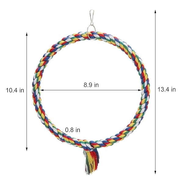 Wontee Colorful Bird Rope Swing Climbing Toy for Parrots Budgie Parakeet Cockatiel Cockatoo Conure Size M 10.4 Inch - View 3 of 7