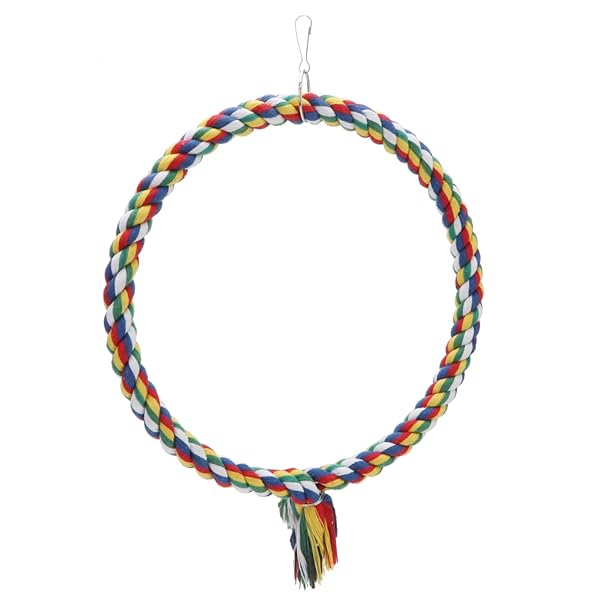 Wontee Colorful Bird Rope Swing Climbing Toy for Parrots Budgie Parakeet Cockatiel Cockatoo Conure Size M 10.4 Inch - View 5 of 7