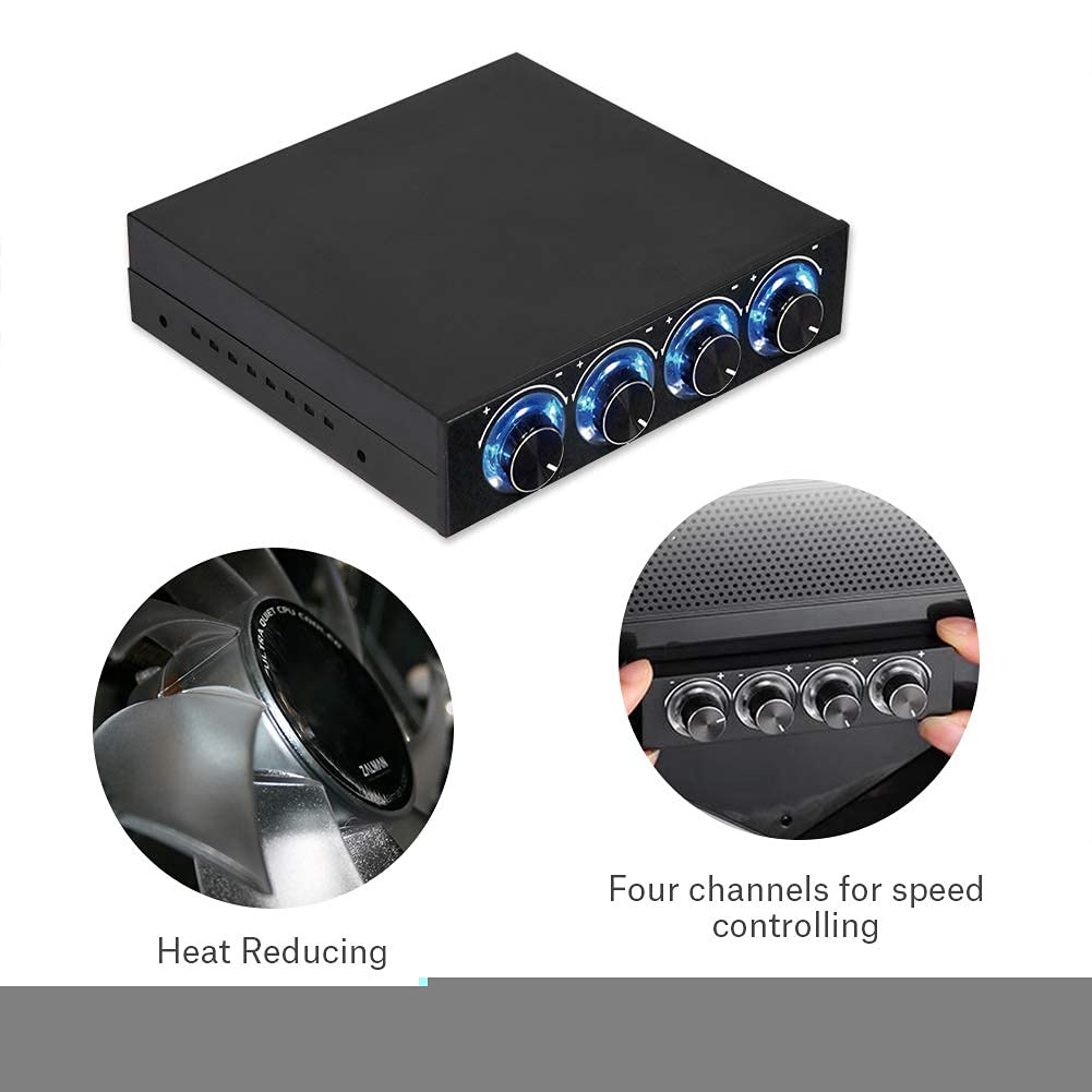 Lazmin PC Fan Speed Controller 4 Channel Computer Cooling Fan Adjuster with Blue LED for Optimal Heat Management - View 4 of 5