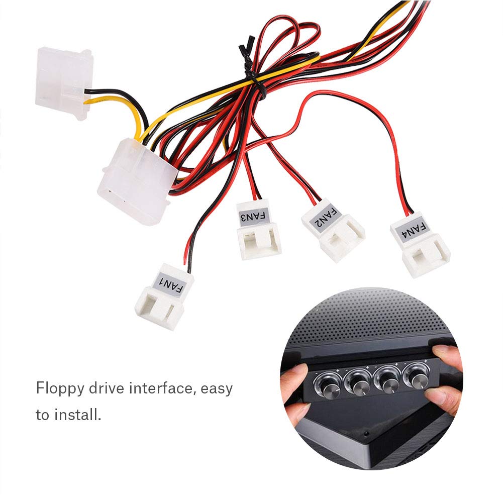 Lazmin PC Fan Speed Controller 4 Channel Computer Cooling Fan Adjuster with Blue LED for Optimal Heat Management - View 5 of 5